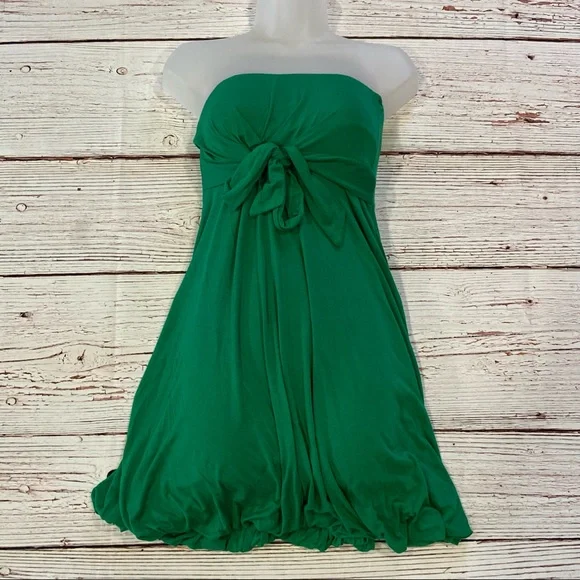 Zoa Dresses | Nwt Zoa Green Tie Front Strapless Bubble Hem Dress Sz S | Color: Green | Size: S | Pamelag203's Closet